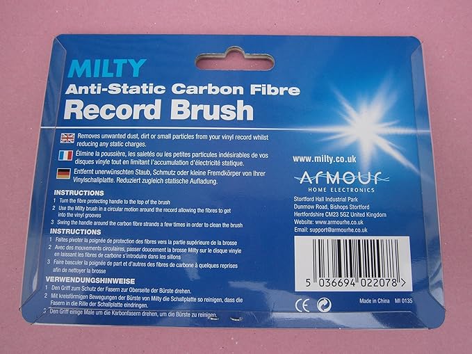 Milty Anti Static/Vinyl Cleaning Carbon Fibre Brush