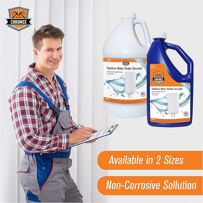 Chromex Tankless Water Heater Descaling Solution | Highly Effective Descaler Restores Heating Efficiency, 6 Quart, 32 fl oz (6)