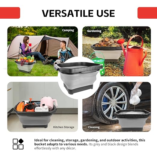 MaxWorks 51241 Collapsible Silicone Bucket – 5.3 Gallon (20L) Capacity - Foldable Portable Water Pail for Camping, Fishing, Gardening, and House Cleaning - Space Saving Design - 2 Pack