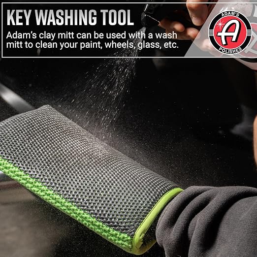 Adam's Polishes Clay Mitt - Medium Grade Clay Bar Infused Mitt | Car Detailing Glove Quickly Removes Debris from Your Paint, Glass, Wheels, & More (Green - 1pk)