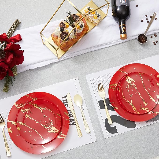 N9R 160pcs Gold Plastic Silverware - Gold Plastic Utensils Set - Tableware Flatware Kit 80 Forks, 40 Spoons, 40 Knives Disposable Cutlery Set for Party, Wedding, Birthday