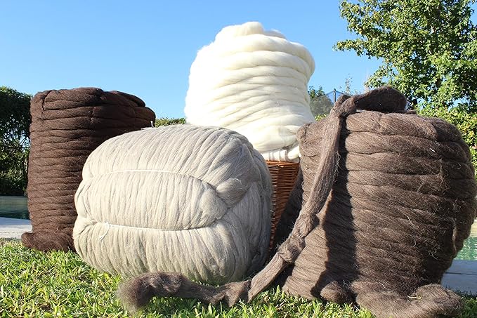 Natural Wool Bulk roving, 4 lb. Best Wool for Spinning, arm Knitting, Felting, Chunky Blankets and Tapestry. Natural Colors, un-Dyed. (Dark Chocolate, 4 lb)