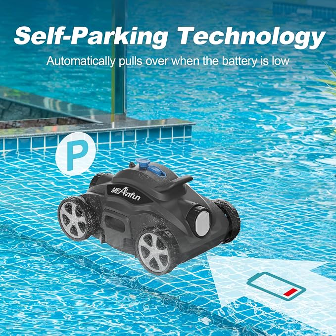 2024 New Cordless Robotic Pool Vacuum Cleaner, Last 110 Mins & Clean 1076 Sq. Ft for Above Ground and Inground Pool Robot - 5800mah Automatic Parking Pools Cleaning Tools PC01 Grey