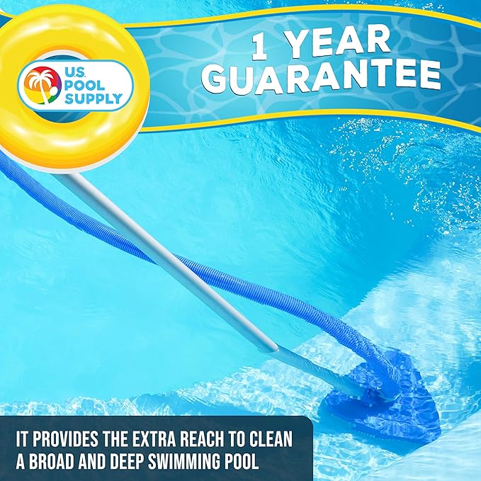 U.S. Pool Supply Telescoping Pole 15-Foot Aluminum Pool Pole Telescopic Cleaning, Adjustable 4 Piece Expandable Step-Up - Twist Locking Cams, Attach Connect Skimmer Net Rake Brush Vacuum Heads Hoses