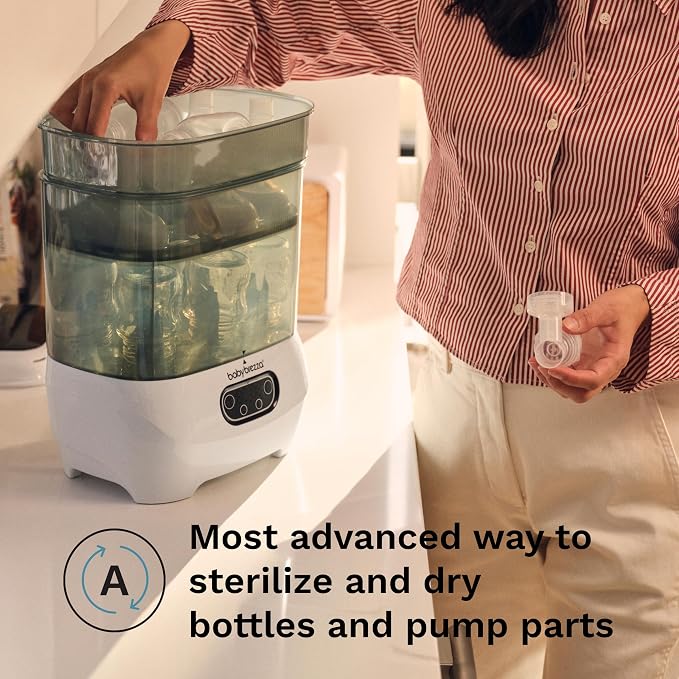 Baby Brezza Bottle Sterilizer and Dryer Advanced – 33% Faster - Largest Capacity Steam Sanitizer - Universal Sterilization Machine for All Bottles + Pump Parts - HEPA Air Filter