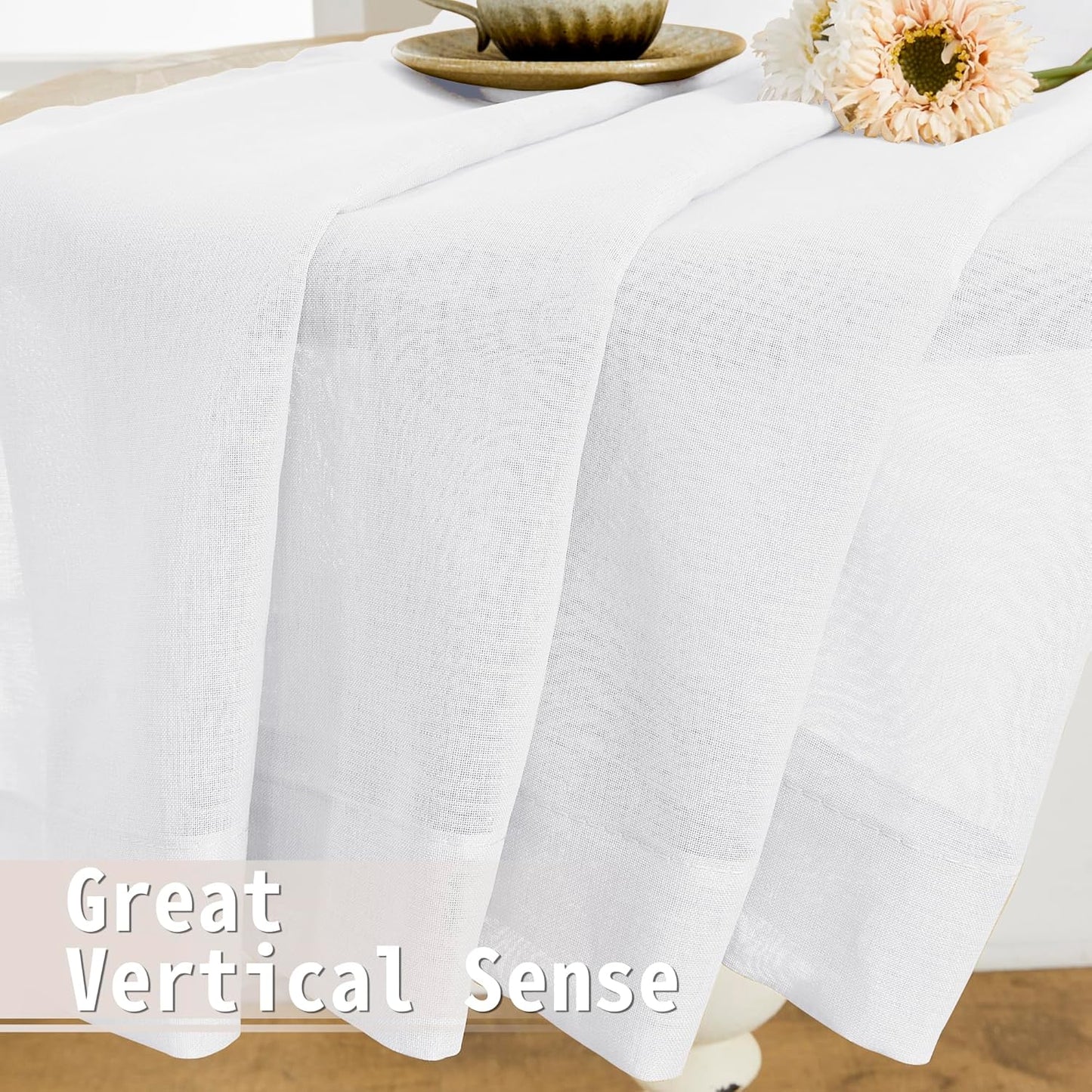 Tollpiz Small Sheer Door Curtain Closet Linen Textured Curtain Sheers Doorway Light Filtering Voile French Door Rod Pocket Curtains Patio Glass Door, 25 x 40 inches Long, White, Set of 1 Panel