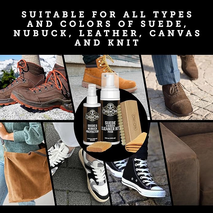 Care & Cool Ultimate Suede & Nubuck Care Kit: Helps Clean, Restore & Protect Against Water & Stains. The Complete 6-Piece System to Keep Your Favorite Shoes, Boots, Bags & Jackets Looking Fresh.