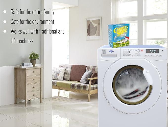 Country Save Laundry Detergent Powder Natural - HE Natural Powdered Laundry Detergent Clear & Free of Chemicals - Sensitive Washing Eco HE Laundry Detergent Safe for Babies (5 Pound (Pack of 1))