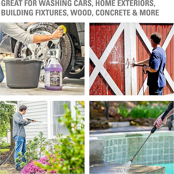Simpson Cleaning Concentrated Soap Solution for Pressure Washers and Spray Bottles, Use on Concrete, Vinyl Siding Cleaner, Appliances, Windows, Cars, Fences, Decks, 88282 Purple, 1 Gallon