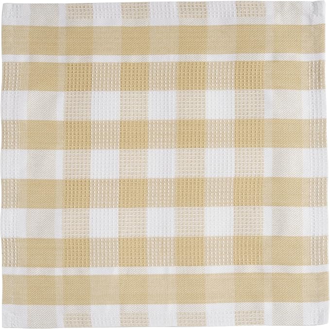 LANE LINEN 100% Cotton Kitchen Dish Cloths, Ultra Soft Absorbent Quick Drying Dish Towels, Multiweave Wash Cloths Dish Towel Sets, 12x12 Inches, 12 Pack - Beige