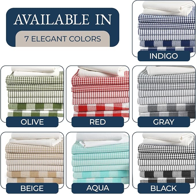 LANE LINEN Flour Sack Towels & Kitchen Towel Set 20 Pc - Premium Cotton Tea Towels for Bread Baking, Super Absorbent Dish Cloths for Washing Dishes, Multipurpose Kitchen Rags & Oven Mitt Set - Indigo
