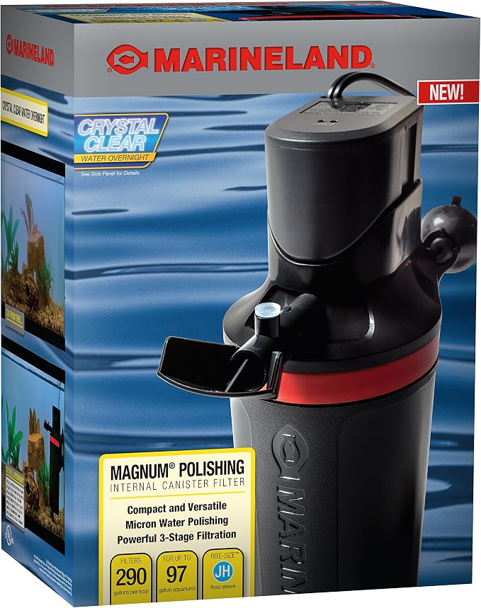 MarineLand Magnum Polishing Internal Canister Filter, for Aquariums Up to 97 Gallons, 10.5 in (ML90770) (Pack of 4)