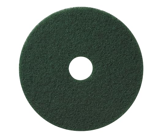 Americo Green Scrub Floor Pad, 18" Diameter, 3.25" Center Hole, 5 Pads/Case, Cleaning Pad for Hard Surfaces, Made of 100% Recycled Content, USA Made