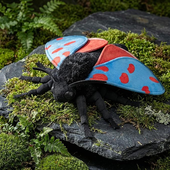 Cinnabar Moth Plush Toy - Lifelike Blue Cinnabar Moth Stuffed Animals 16in, Realistic Soft Big Wings Moth Toys, Unique Plush Collection for Kids