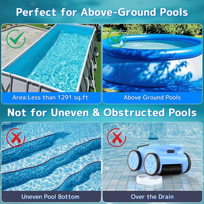(2025 Upgrade) Pool Vacuum Cordless Robotic Pool Cleaner, 4-in-1 Floor/Wall/Waterline Cleaning/Smart Navigation, 180 Mins Runtime Pool Vacuum for Inground Pools Up to 2100 Sq.ft
