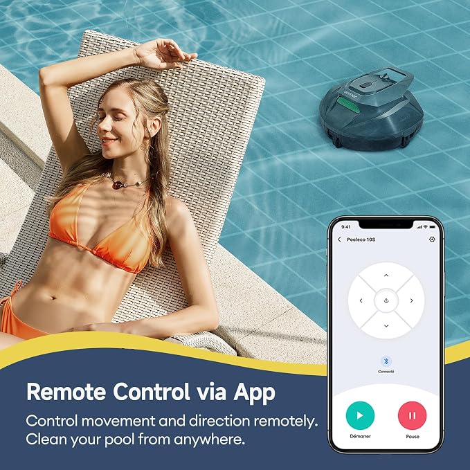 Cordless Robotic Pool Cleaner with Remote Control, Pool Vacuum for Above & In-Ground Pool with 90 Mins Runtime, Self-Parking,Fast Charging (Kelly Green)