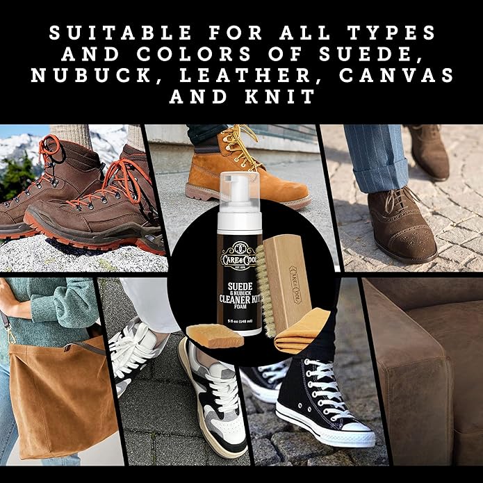 Care & Cool Suede and Nubuck Cleaner Foam Kit (5 oz) - Revitalizes and Refreshes Shoes, Boots, Clothes, and Furniture
