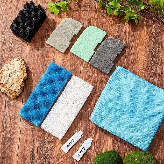 Threlaco 52 Pcs Replacement Filter Media Kit Compatible with Fluval 306/307 Aquarium Filters, Include Three Bio Sponge, Ammonia/Phosphate/Nitrite Remover, Towel and Grease