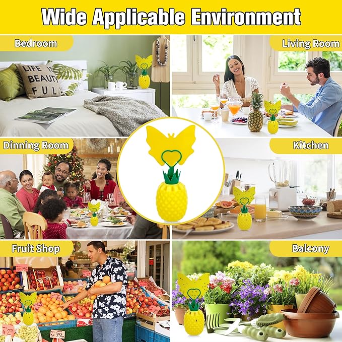 Fruit Fly Trap for Indoors, Effective Fruit Fly Catcher Gnat Killer with Sticker, Gnat Traps for House Indoor with Bait, Non-Toxic Reusable Easy to Use Fly Trap for Kitchen Home - 2 Pack