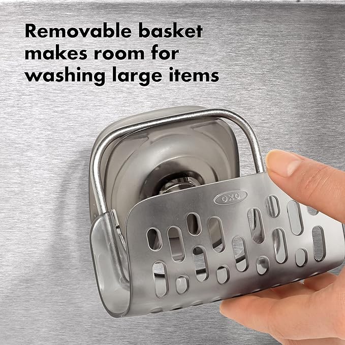 OXO Good Grips Stainless Steel Foaming Soap Dispenser and Stronghold Suction Sponge Holder