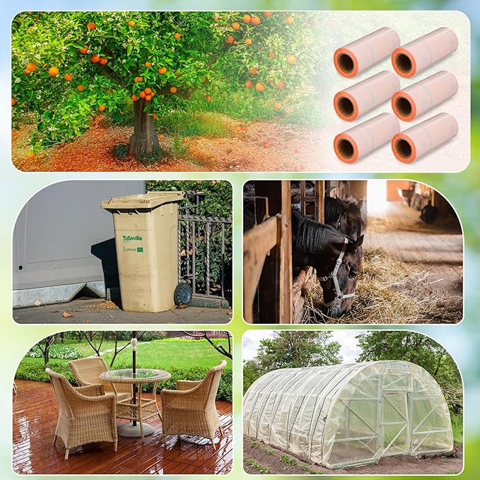 12 Rolls (30 Feet Each) Spotted Lantern Fly Tree Trap Outdoor Fruit Fly Sticky Strips Paper Ant Insect Sticky Barrier Tree Trunk Wraps to Protect Trees Plants, Lawn, Garden(Orange)