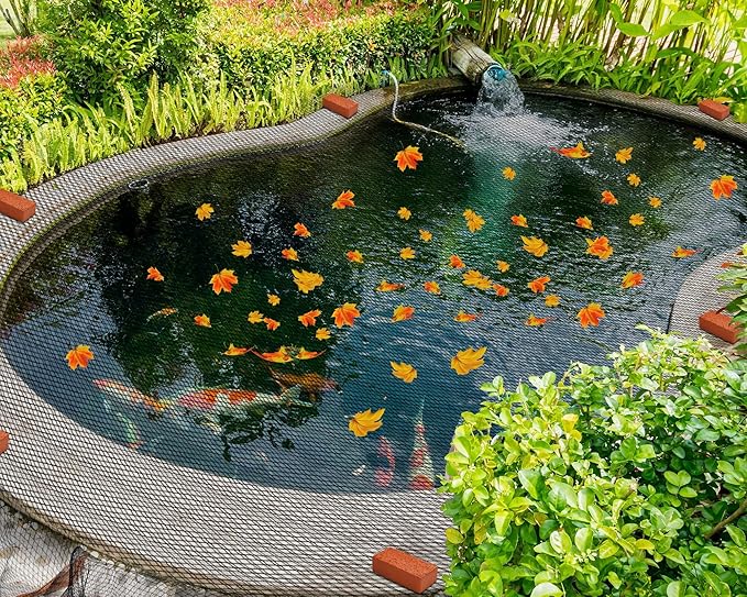 Therwen 23 x 42.5 ft Leaf Net Cover for Inground Pools Rectangle Mesh Keeps Leaves Out Applies to 7 x 13 M Pool for Winter Autumn Summer Cover Resistance Cold and UV, Easy to Install, Black