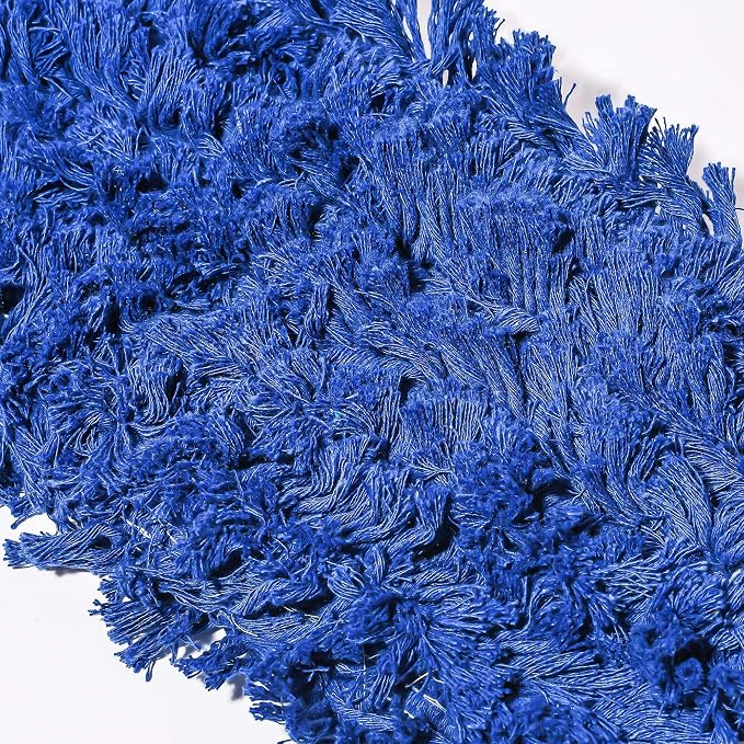 Commercial Dust Mop & Floor Sweeper, 60 in. Dust Mop for Hardwood Floors, Reusable Dust Mop Head, Wooden Broom Handle, Industrial Dry Mop for Floor Cleaning and Janitorial Supplies, Blue