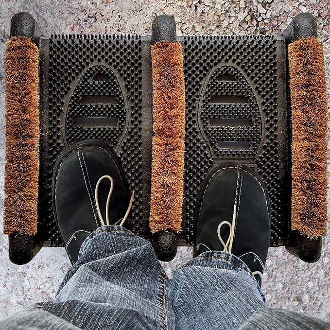 NINAMAR Mud Scrubber Rubber Brush Mat - Scrub & Scrape Muddy Shoes - 2 Pack