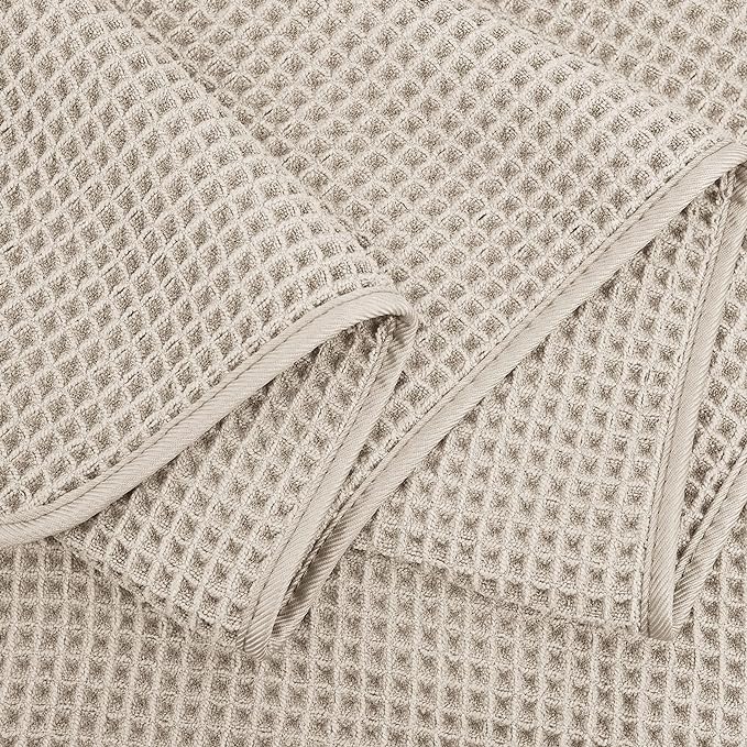 POLYTE 430 GSM Microfiber Quick Dry Lint Free Bath Sheet, 70 x 35 in, Set of 2 (Waffle Weave)