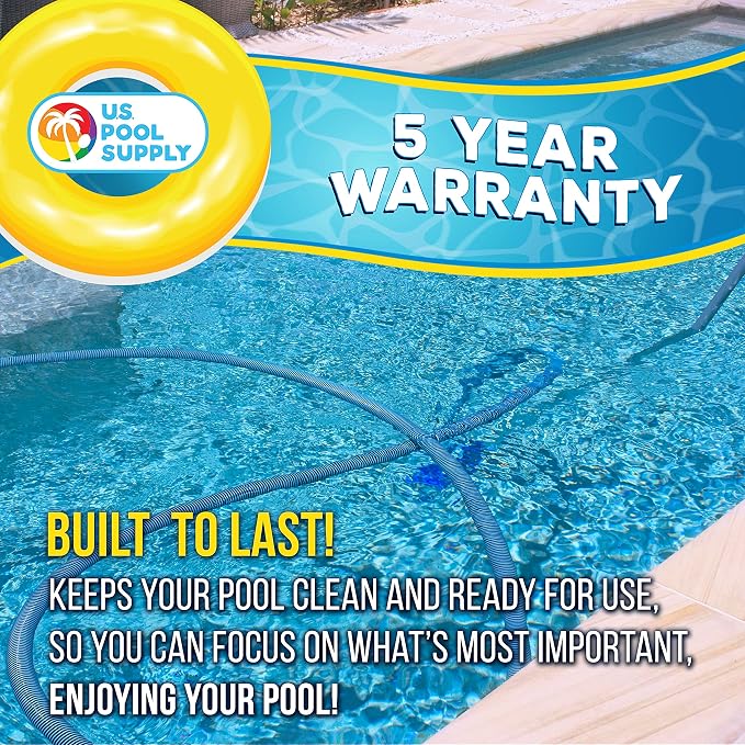 U.S. Pool Supply Pool Vacuum Hose - 1-1/2" x 25' Professional Heavy Duty Pool Hose for Inground, Spiral Wound with Kink-Free Swivel Cuff - Connect to Vacuum Heads, Skimmer, Cleaner, Filter Pump Inlet