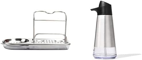 OXO Good Grips Stainless Steel Easy Press Dispenser & Good Grips Stainless Steel Sink Caddy