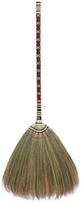 Asian Straw Broom Witch Broom Undecorated Wedding Jumping Broom with Bamboo Stick Handle (Dark Brown)
