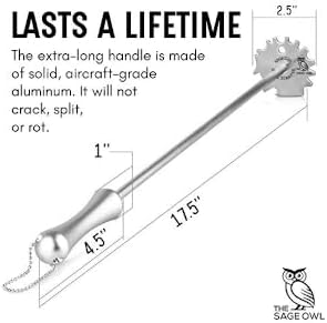 Sage Owl Bristle-Free Stainless Steel BBQ Grill Scraper with 17.5” Handle – Safe Universal Grill Cleaner for Outdoor Grills Barbecue Grilling Tools and Accessories - Gifts for Dad from Daughter