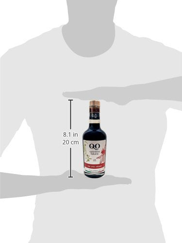 QO Gourmet Thick Flavored Aged Balsamic Vinegar of Modena, HOT CHILI Infused (Medium Hot) | All Natural High Density Infused Italian Vinegar | 8.5 Fl.oz (250 ml)