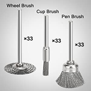120 Pcs Rotary Tool Wire Brush, Steel Wire Wheels Pen Brushes Set Kit Accessories for Rotary Tool-1/8(3mm) Shank