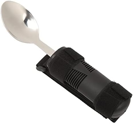 Adaptive Utensil, Supportive Special Supplies Spoon for Hand Tremors, Parkinsons, Arthritis, Elderly, Wide Spoon with Anti Slip Handle and Adjustable Strap