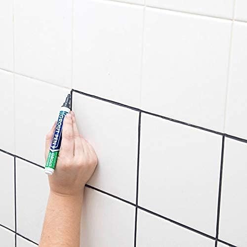 Grout Pen Tile Paint Marker: Grey 1 Pack and 2 Pack with Extra Tips (Narrow, 5mm) - Waterproof Grout Colorant and Sealer Pen to Renew, Repair, and Refresh Tile Grout - Cleaner Floor Pens