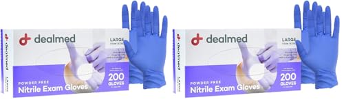 Dealmed Medical Exam Gloves – 200 Count Large Nitrile Gloves, Disposable, Non-Irritating Latex Free, Multi-Purpose Use for a First Aid Kit and Medical Facilities (Pack of 2)