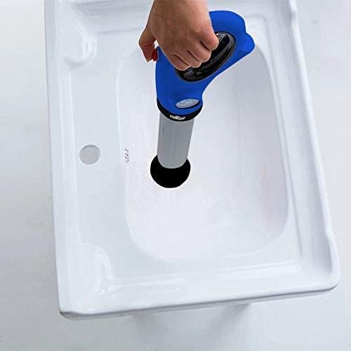 InstaPlunge Electric Plunger System - Unclog and Clear Toilet and Drain Blockage with a Push of a Button, Works in Seconds to Clear Toilets, Shower Drains, Bathroom/Kitchen Sink (Blue/Grey)
