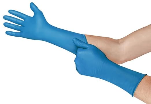 Ansell MICROFLEX Mega Texture 93-283 Blue Nitirle Glove for Food Processing, Cleaning and Automotive Size M (7,5-8,0) Case of 500