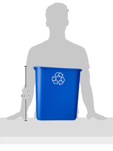 United Solutions 7 Gallon/28 Quart Efficient Recycle Wastebasket | Fits Under Desk | Small, Narrow Spaces in Commercial, Kitchen, Home Office, Dorm | Easy to Clean, 1 Pack, Blue, Model Number: WB0084