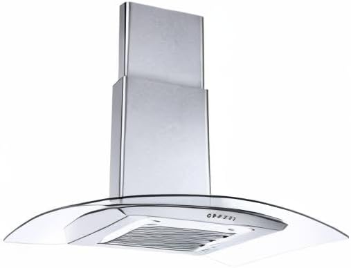 Range Hood 30 Inch, Tieasy Wall Mount Kitchen Hood with Ducted/Ductless Convertible Duct, Stainless Steel Chimney and Baffle Filter, 3-Speed Push Button, LED Lights