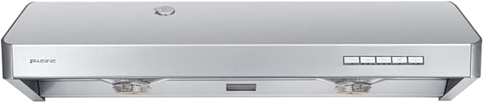Pacific Auto Clean Under Cabinet Ducted Range Hood 42" - 900 CFM Powerful 6-Speed Kitchen Vent Hood - Electric Stainless Steel - LED Lights, Auto Steam Cleaning, Removable Grease Tray AC3342BS