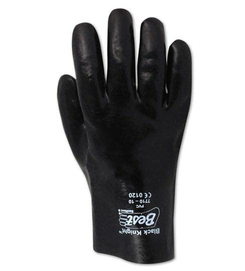 MAGID 3680R SHOWA Best Glove Black Knight Black Vinyl Gloves, Large, Black , Large (Pack of 12), 10"
