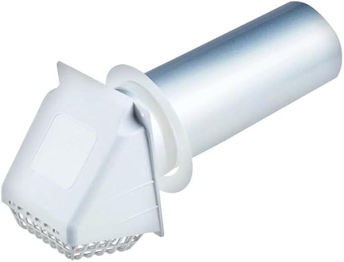 Deflecto Dryer Vent Hood, Wide Mouth, 4", White (RVHAW4)