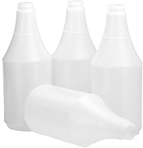 Commercial-Grade Chemical Resistant 32 oz Bottles ONLY 4 Pack Embossed Scale For Measuring. Pair With Industrial Spray Heads For Auto/Car Detailing, Janitorial Cleaning Supply or Lawn Care.