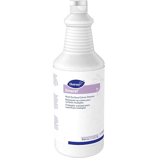 Diversey 94995295 Emerel Multi-Surface Creme Cleanser, Mild Abrasive Cleaner for Restroom and Hard Surfaces, Squeeze Bottle, Ready-to-Use, Fresh Scent, 32 Ounce (Pack of 12)