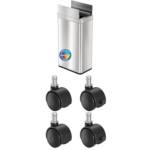 iTouchless 18 Gallon Wings Open Kitchen Trash Can with AbsorbX Odor Filter Set of 4 Caster Wheels