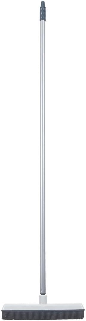 Rubber Bristle Broom for Hardwood Floors, Tiles, Carpets, Wood, and Vinyl Salon Broom, Rubber Squeegee Broom, Rug Broom, Rubber Rake for Human Hair, Pet Hair, Fur, Lint, Liquid, Grey, by Superio