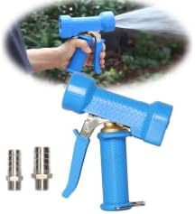 Heavy Duty Garden Hose Nozzle, Industrial Spray Gun, Blue, Ergonomic Grip Handle